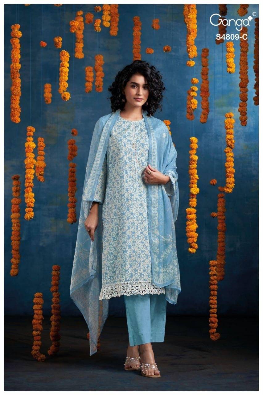 HESPERA 4809 By Ganga Fashion Stylish Beautiful Colourful PREMIUM PURE BEMBERG Dresses At Wholesale Price